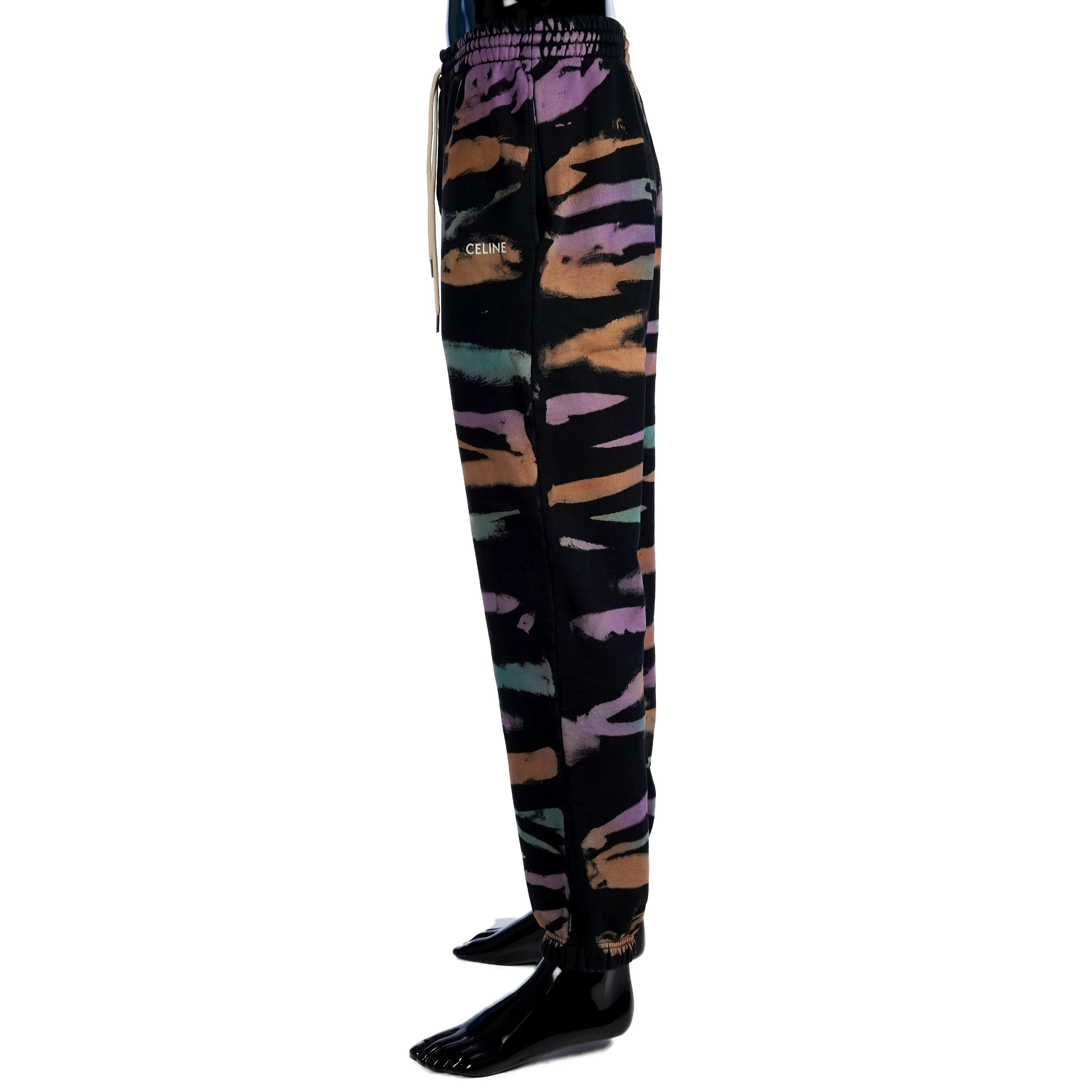 Embroidered Trackpants In Multi Color Cotton With Print