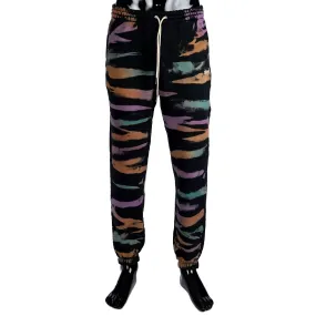 Embroidered Trackpants In Multi Color Cotton With Print