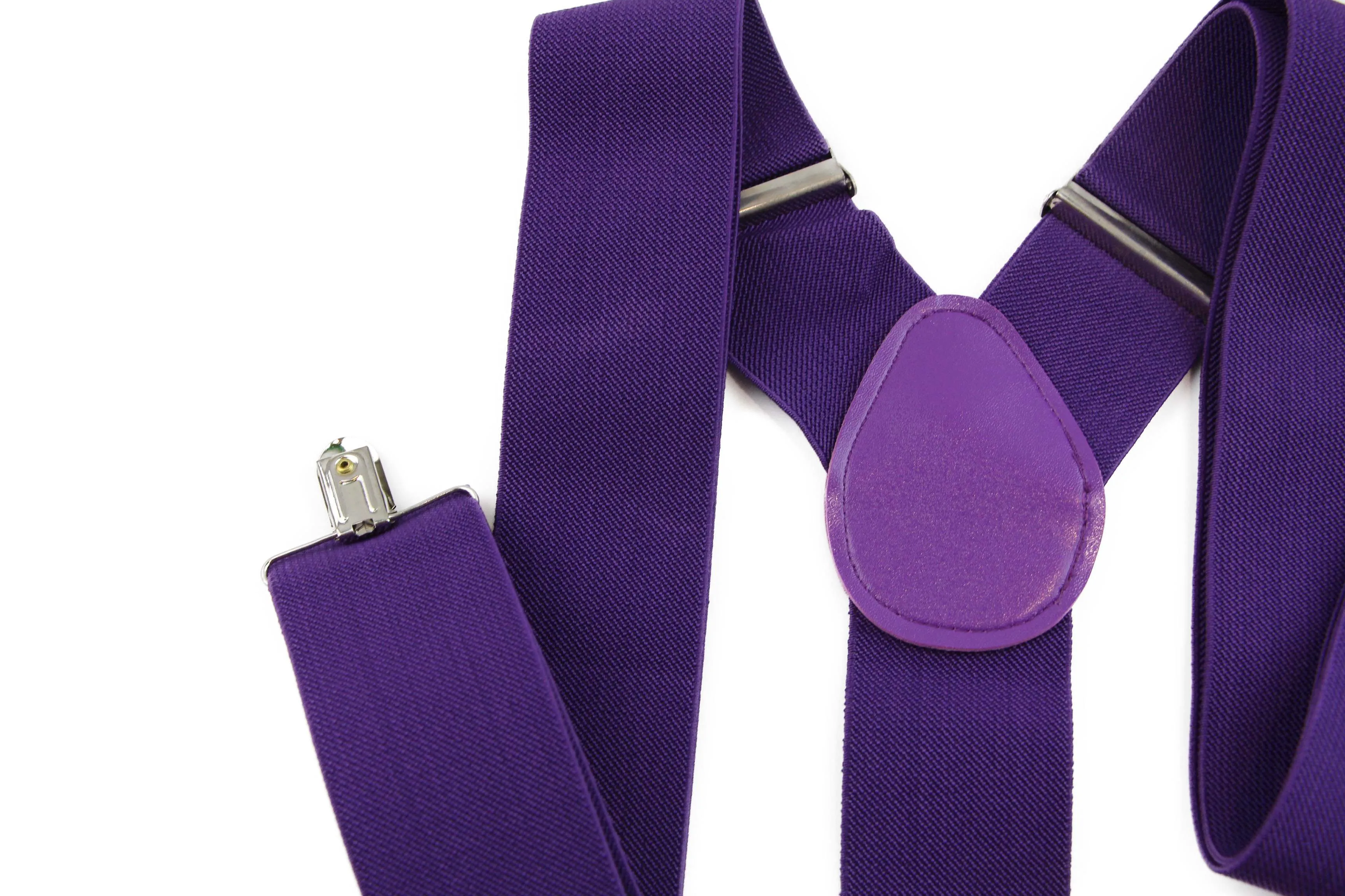 Extra Wide Heavy Duty Adjustable 120cm Purple Adult Mens Suspenders