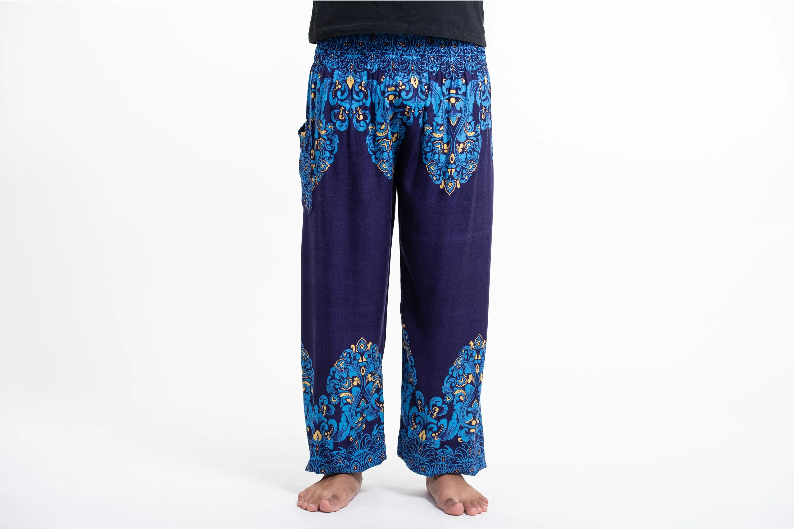 Floral Vines Men's Harem Pants in Blue