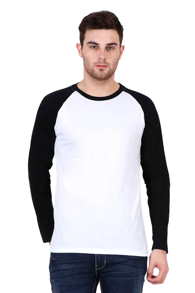 Full Sleeve Raglan Cotton T-shirt for Men in Solid Colour