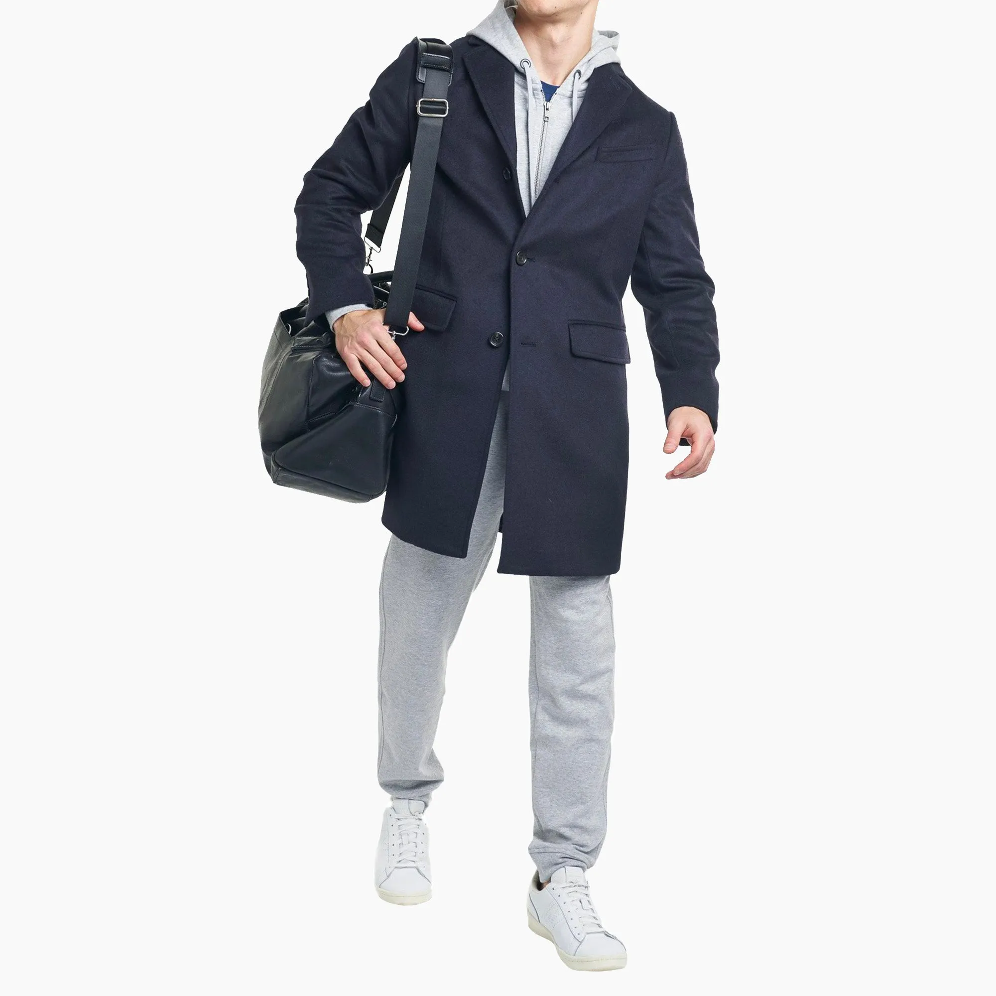 Fulton Wool Cashmere Topcoat - Navy