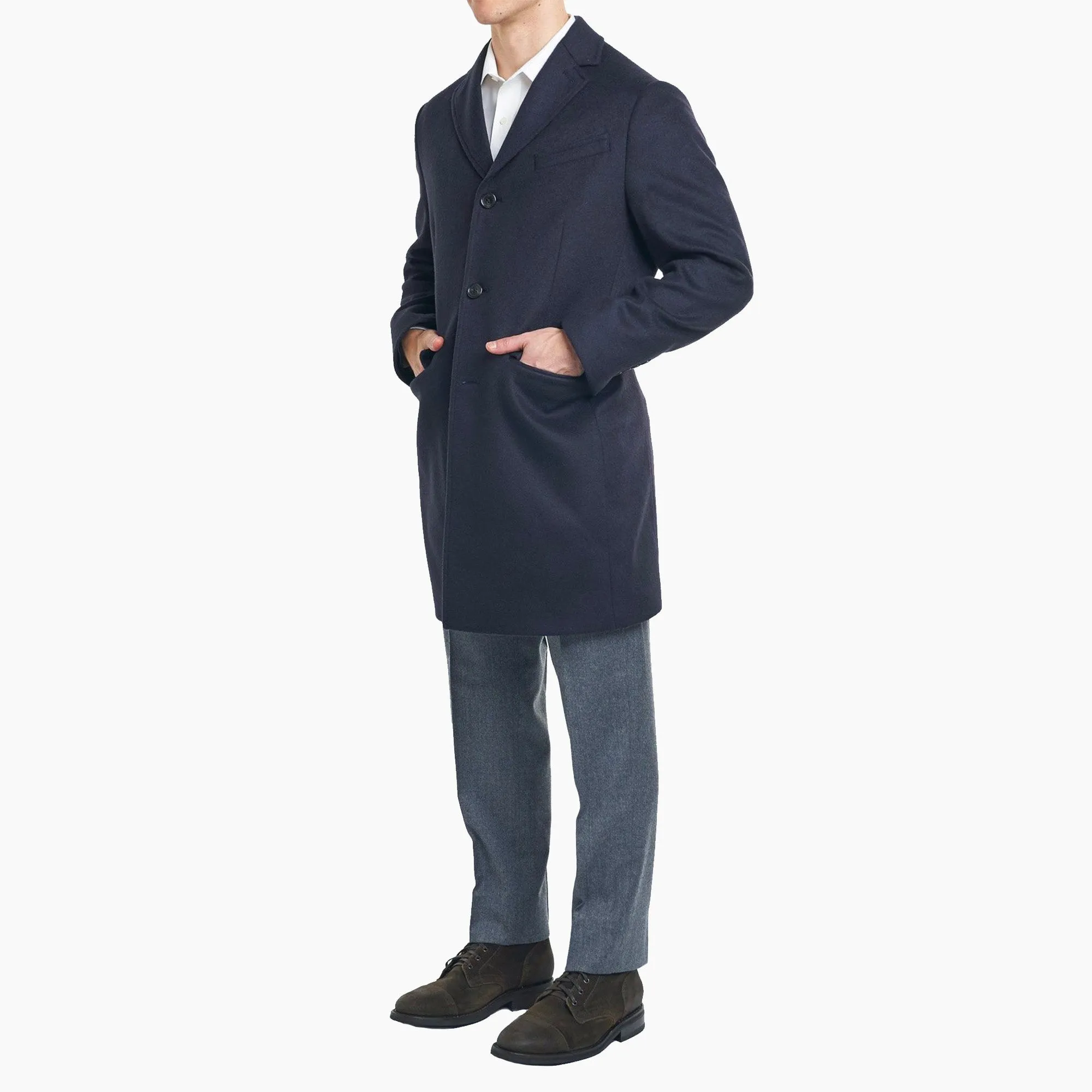 Fulton Wool Cashmere Topcoat - Navy