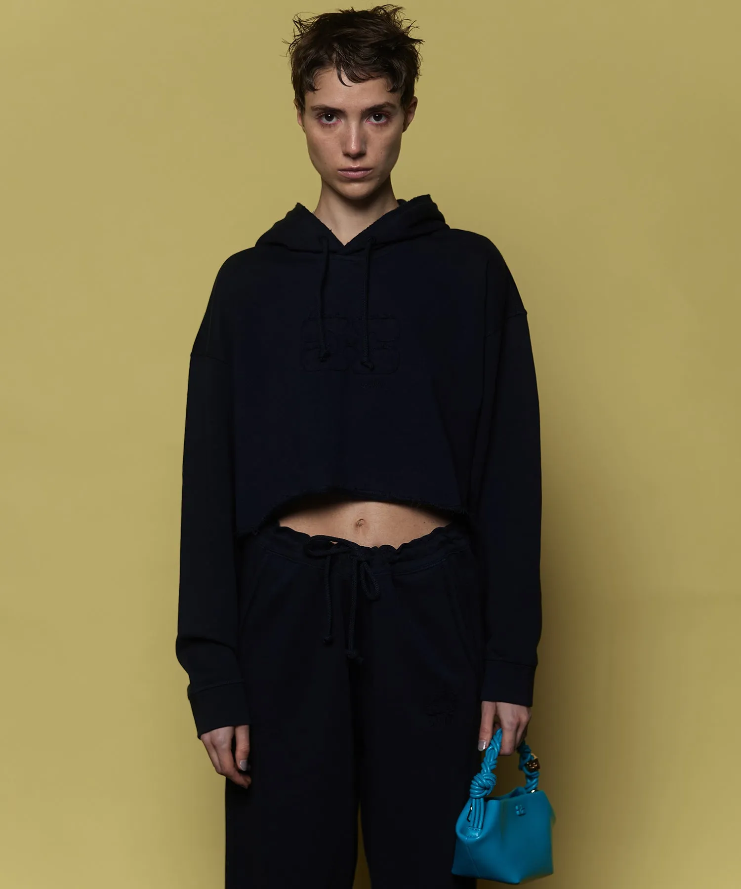 【GANNI】Isoli Cropped Oversized Hoodie