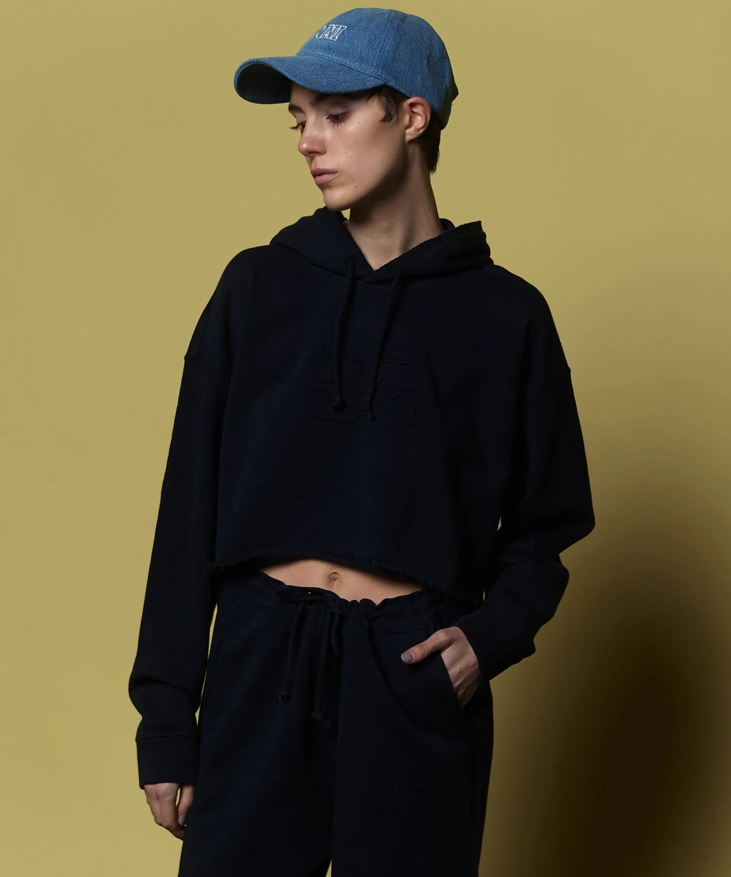 【GANNI】Isoli Cropped Oversized Hoodie