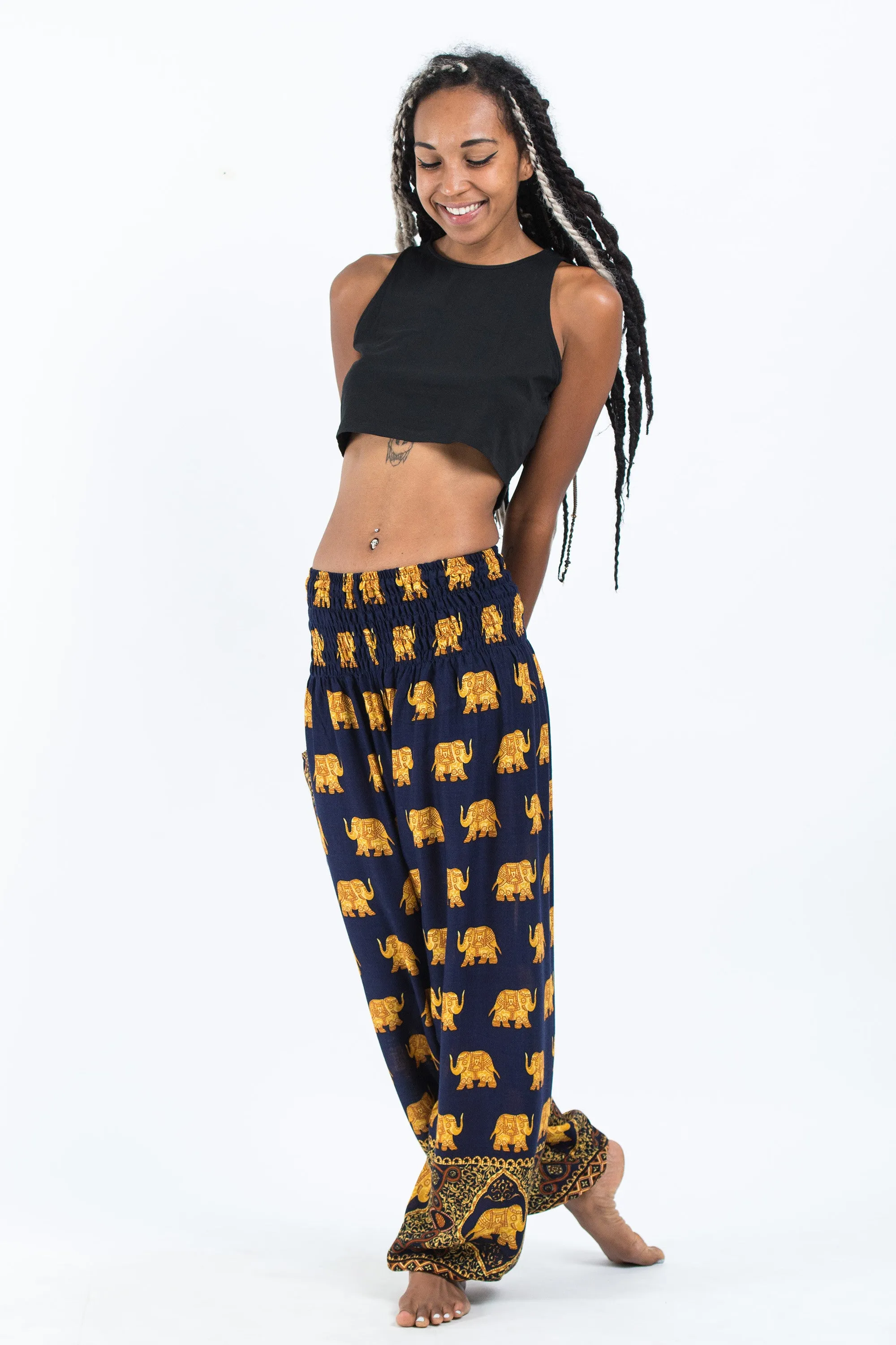 Golden Elephant Women's Elephant Pants in Navy