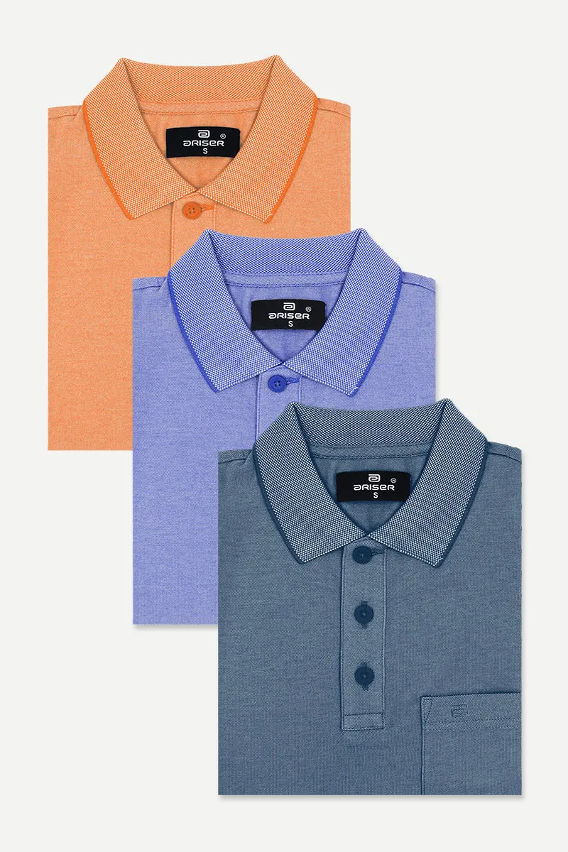 Golf Polo - Collar T-Shirts Pack Of 3 Combo For Men | Ariser