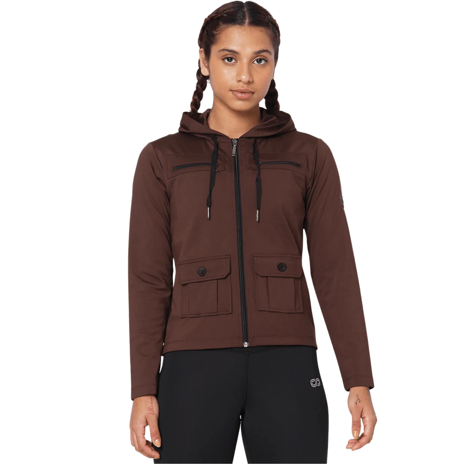 Hooded Cargo Pocket  Jacket Java