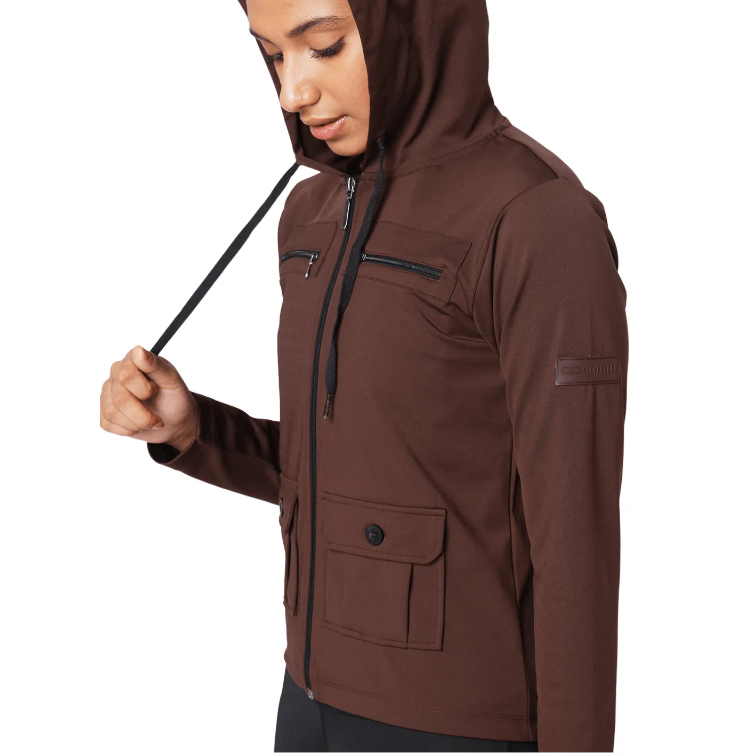 Hooded Cargo Pocket  Jacket Java