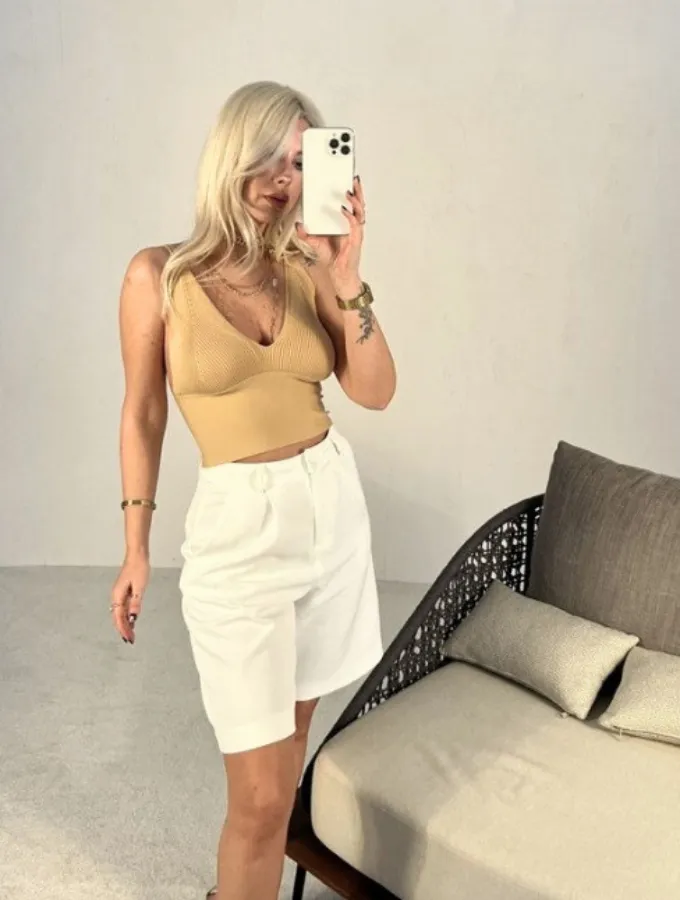 KNITTED CROP - SAND