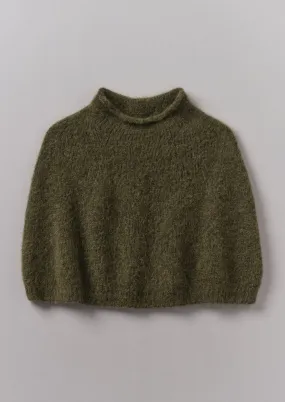 Cozy Olive Lofty Alpaca Blend Knitted Poncho for Effortless Style