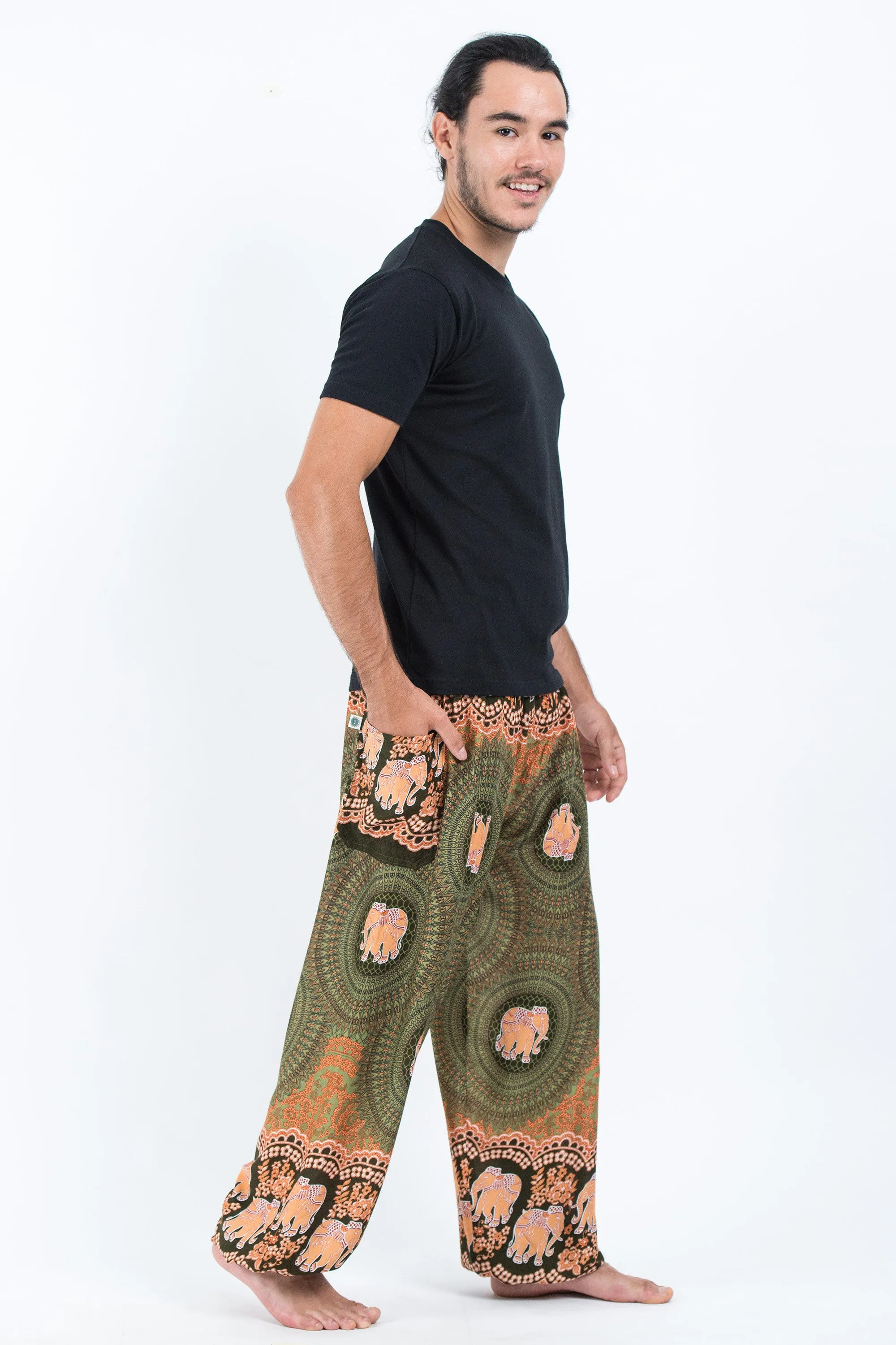 Mandala Elephant Men's Elephant Pants in Olive