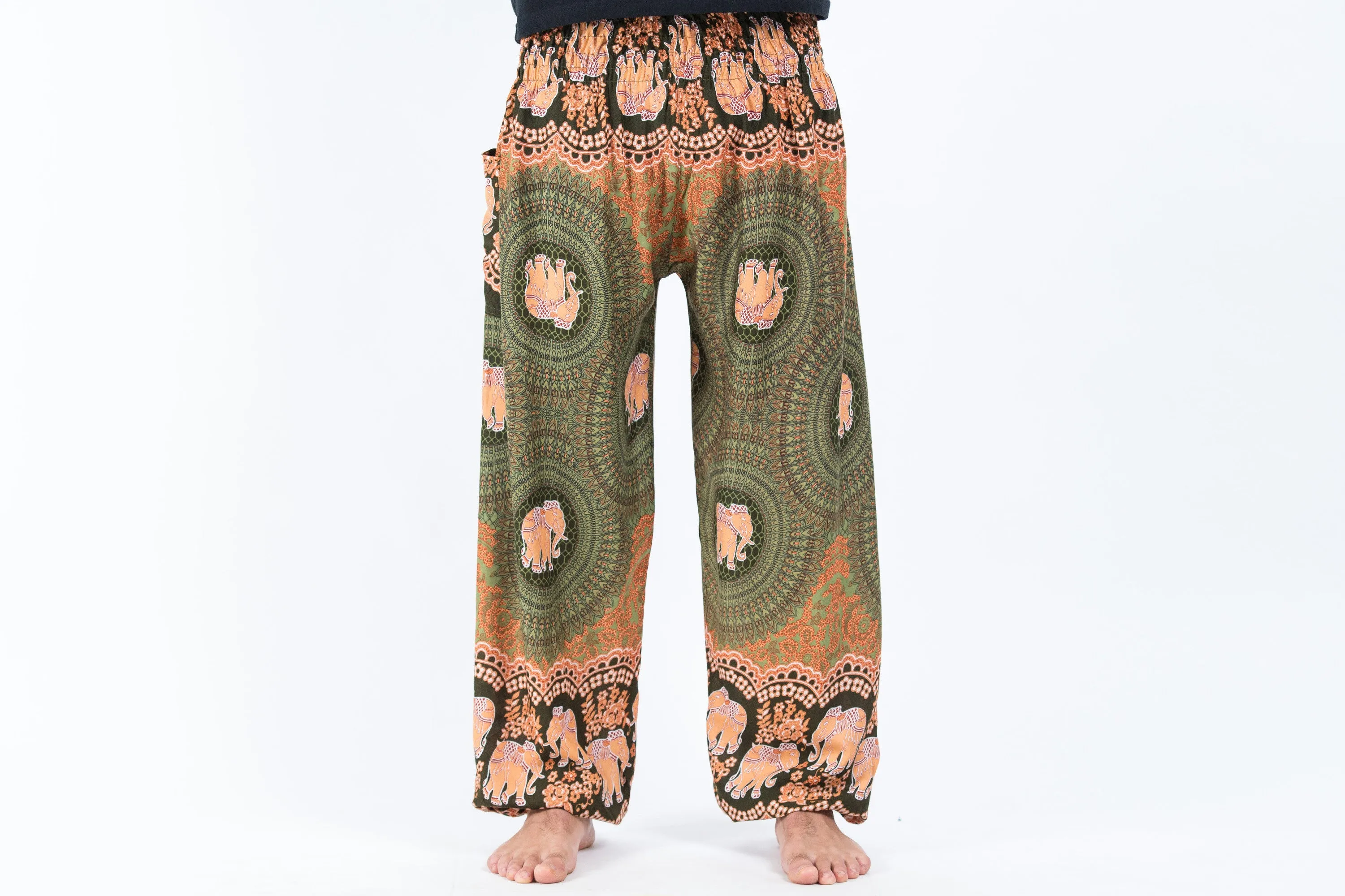 Mandala Elephant Men's Elephant Pants in Olive