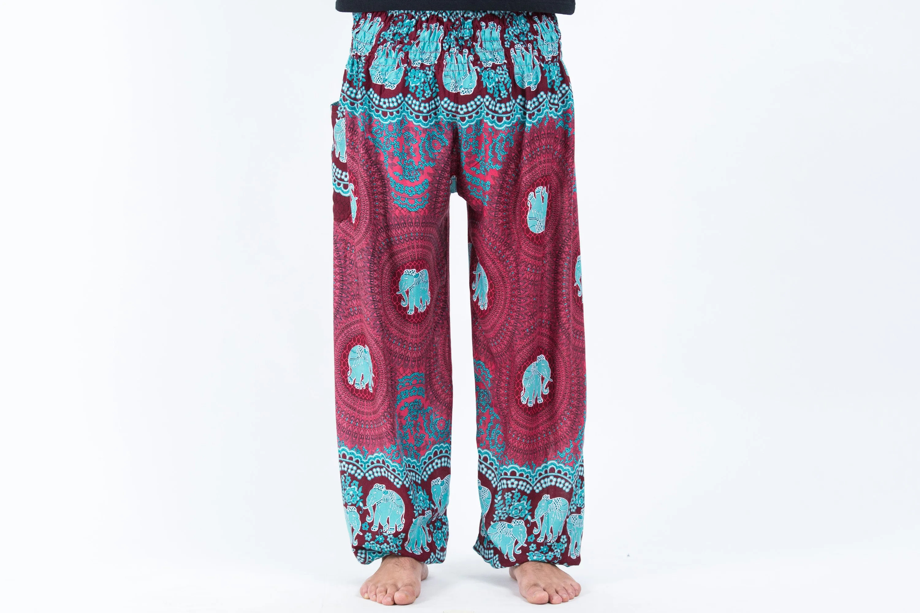 Mandala Elephant Men's Elephant Pants in Red