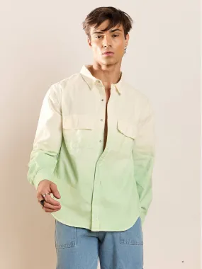 Men Green & White Ombre Shirt