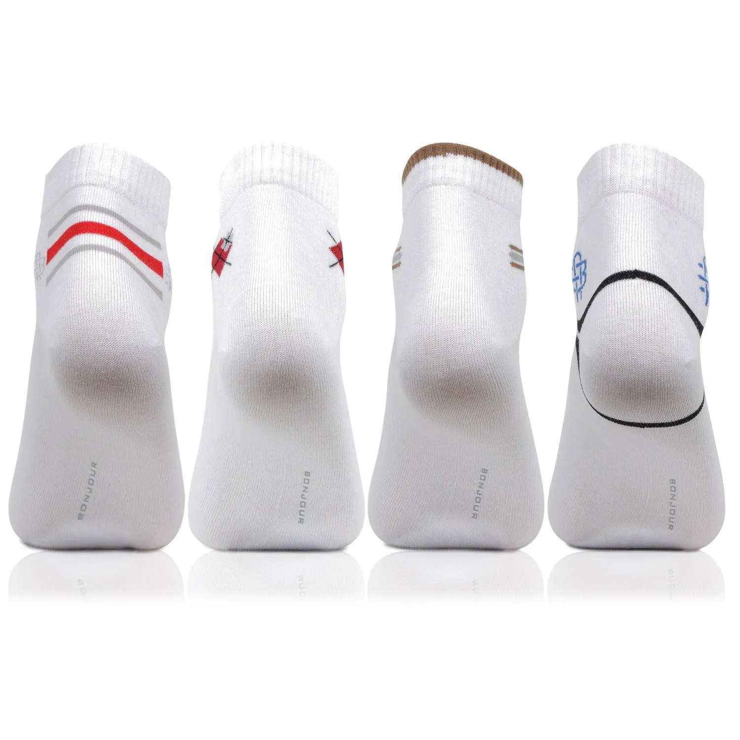 Men White Color Ankle length Socks - Pack Of 4