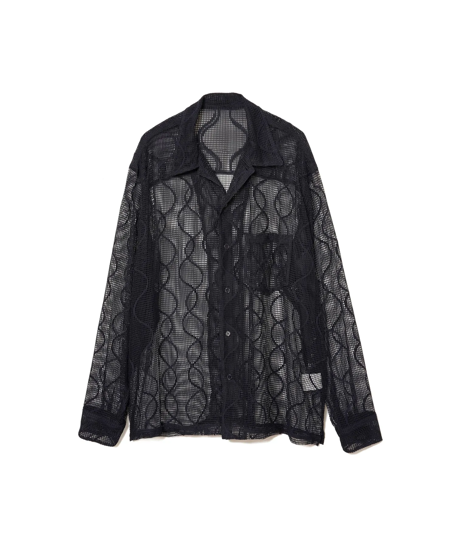 【MEN , WOMEN】UNUSED OPEN COLLAR MESH SHIRT