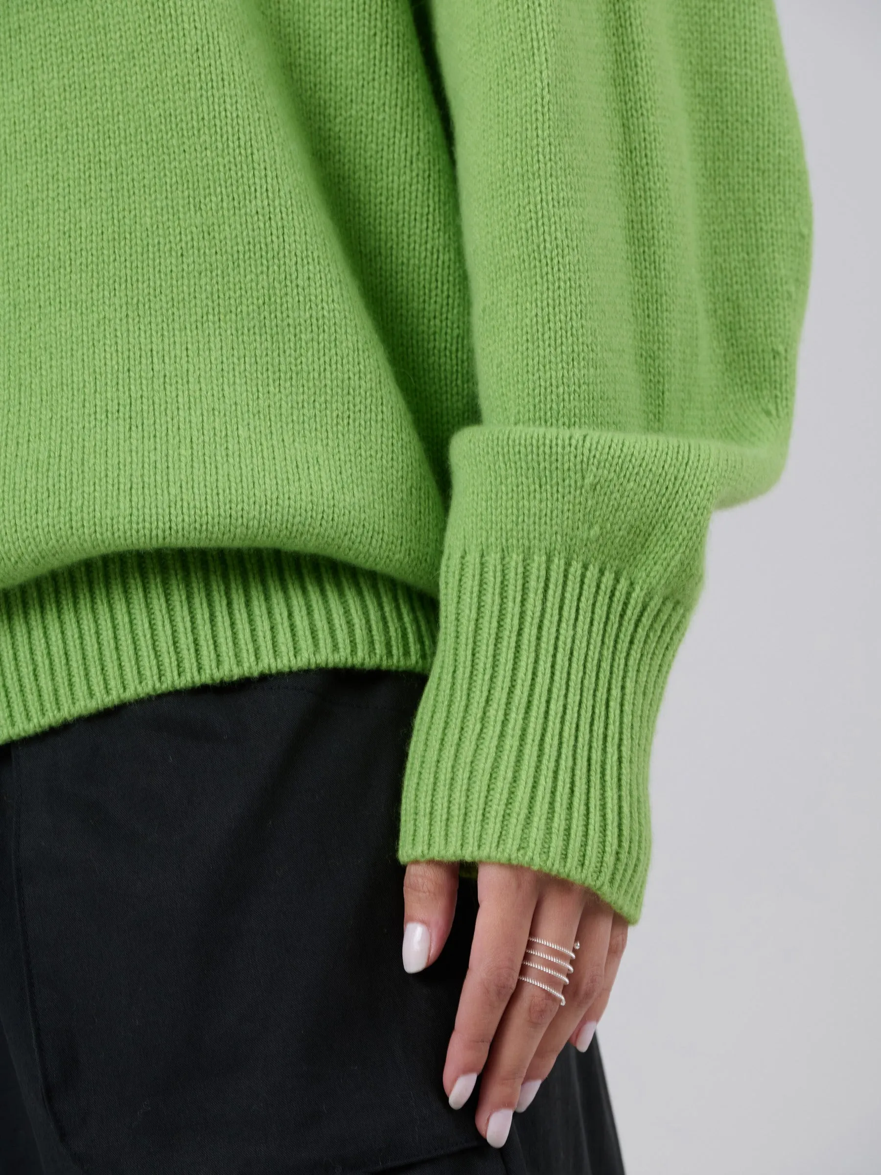 Merino Wool Bamboo Blend Chunky Mock Neck Sweater