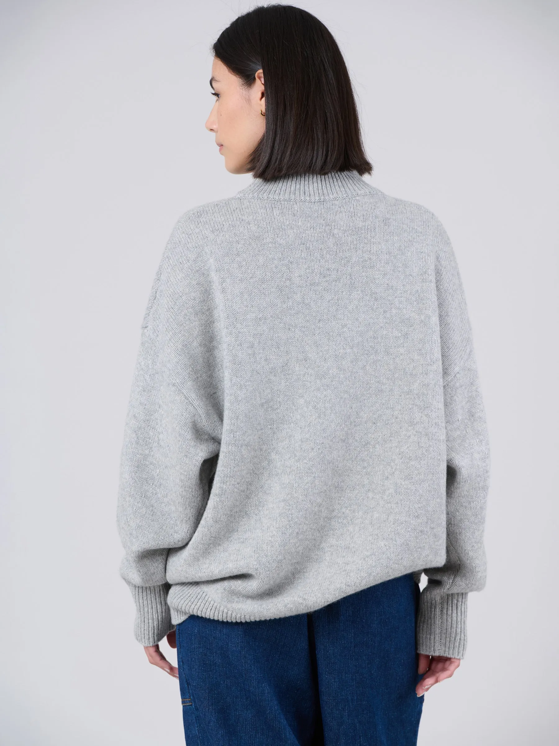 Merino Wool Bamboo Blend Chunky Mock Neck Sweater