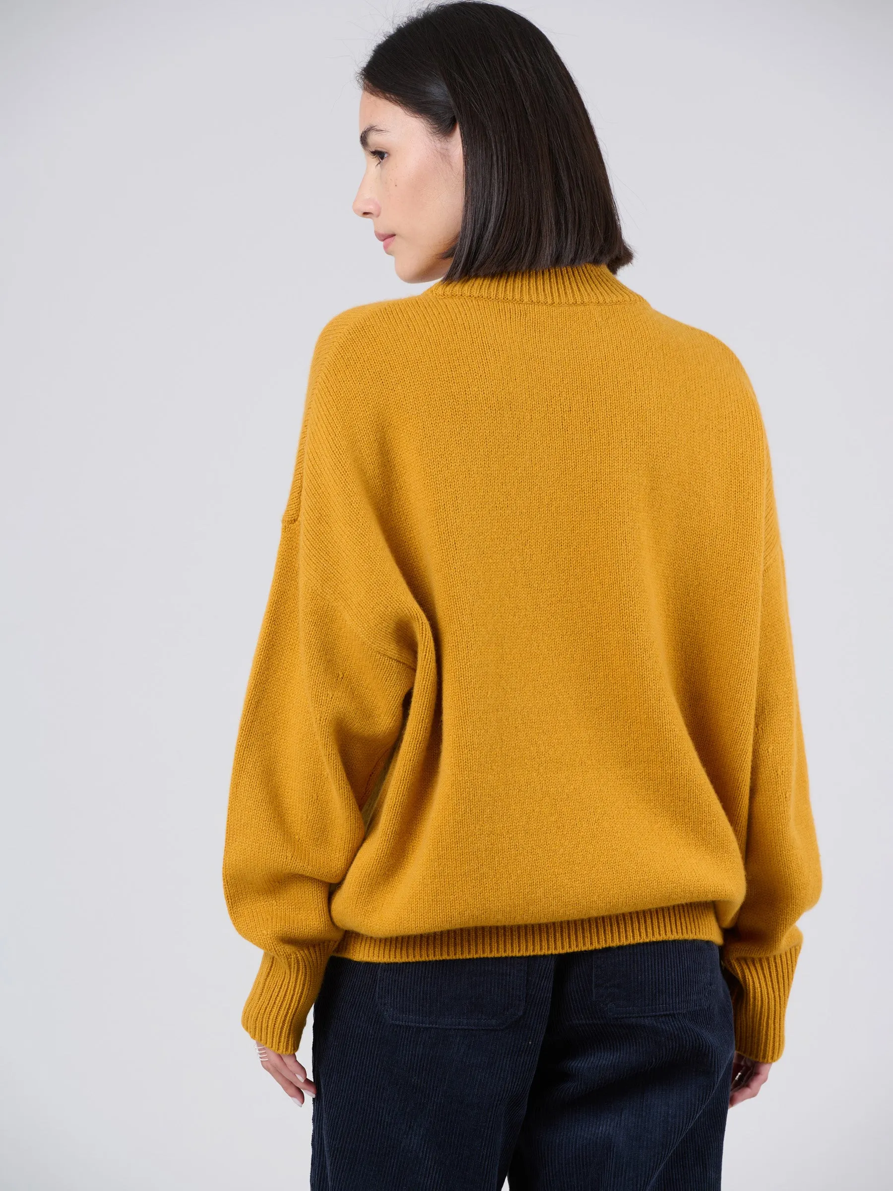 Merino Wool Bamboo Blend Chunky Mock Neck Sweater