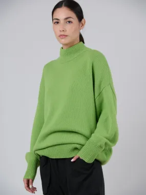 Merino Wool Bamboo Blend Chunky Mock Neck Sweater