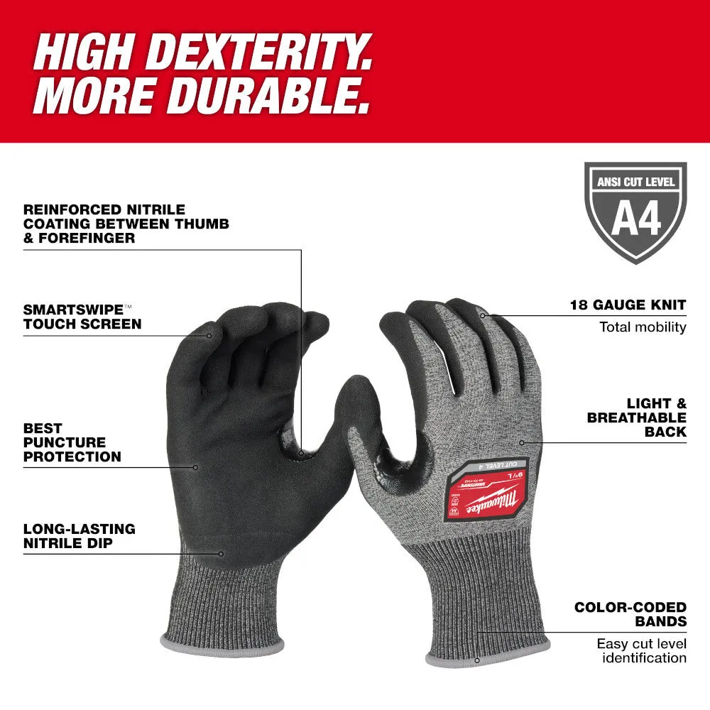 Milwaukee 48-73-7141 Cut Level 4 High-Dexterity Nitrile Dipped Gloves - M