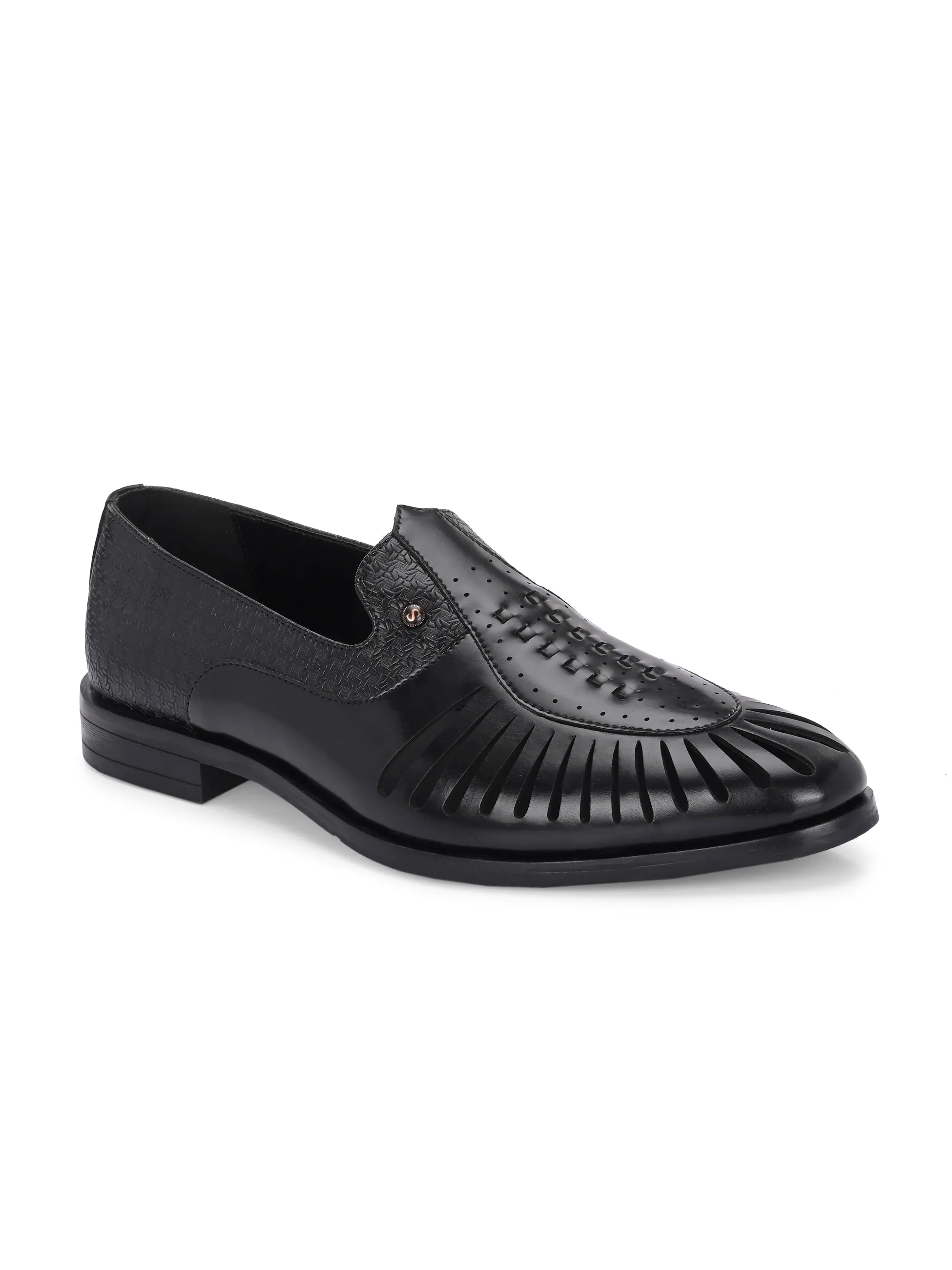 Mystic Black Cut-Work Slip-Ons