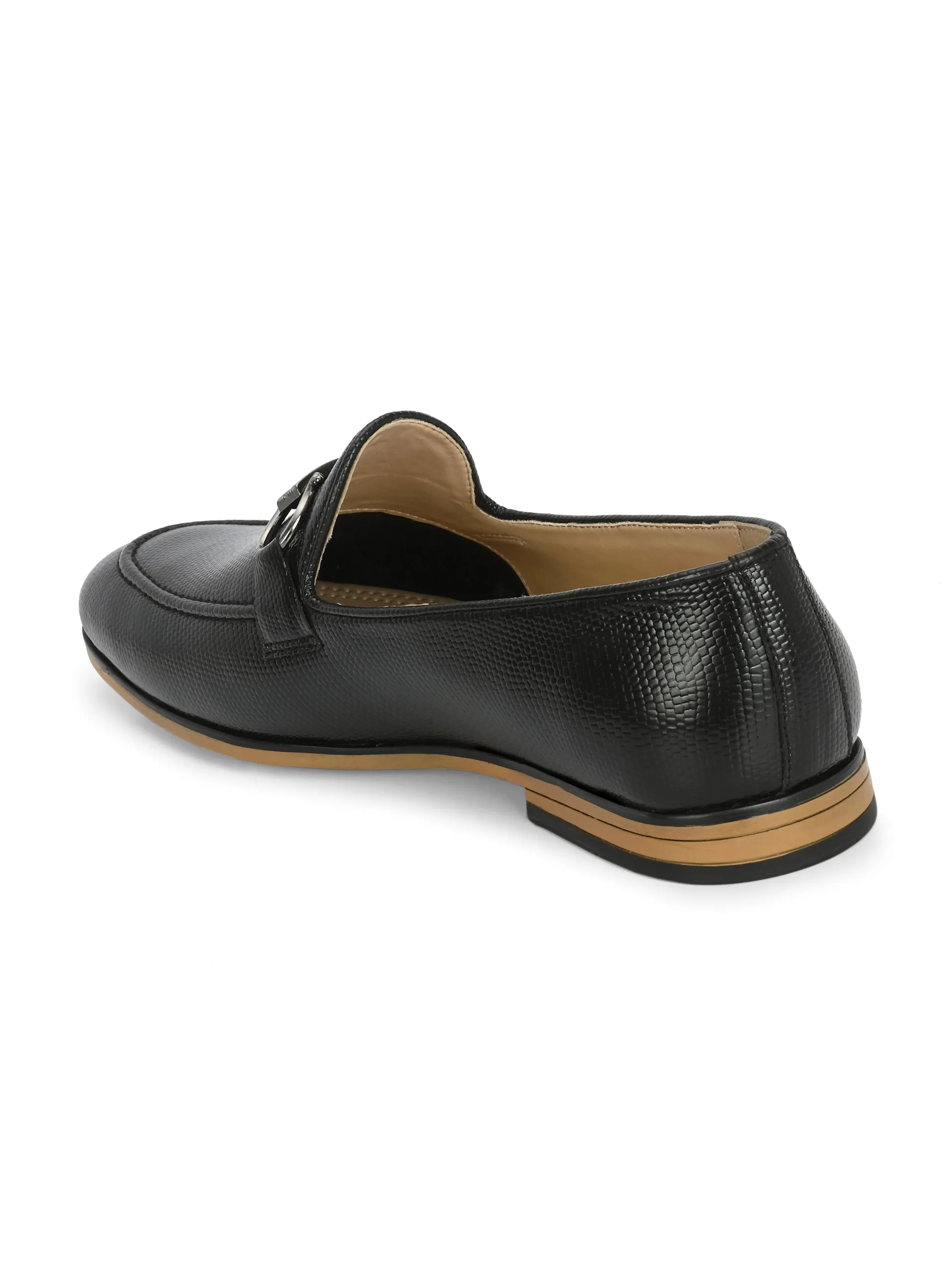 Nicobar Black Textured Slip-Ons