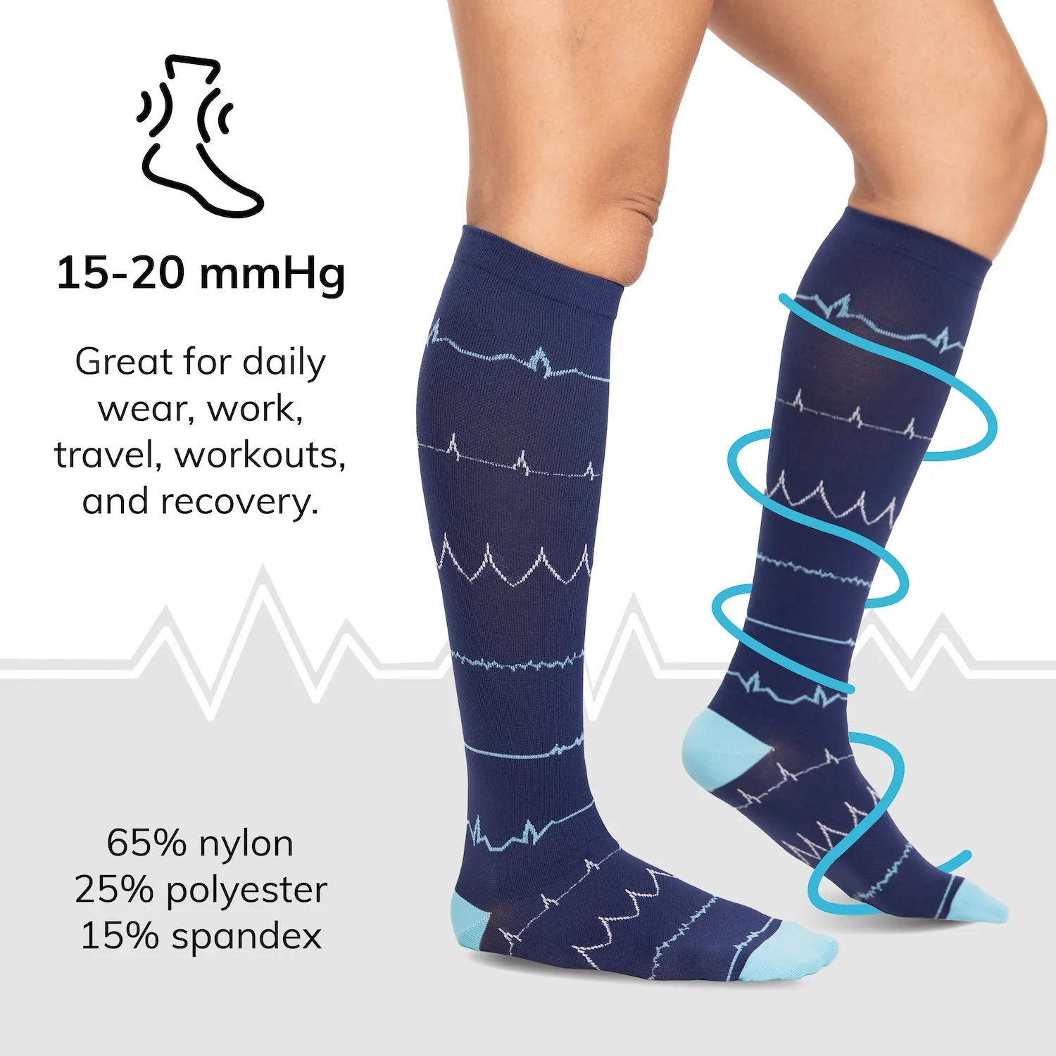 Nursing Compression Socks | Fun, Knee-High Stockings for Nurses With Varicose Veins, Swollen Ankles and Feet