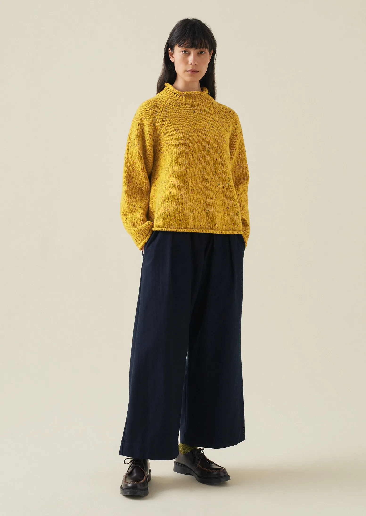 Orla Donegal Wool Sweater in Vibrant Mimosa Yellow - Cozy, Stylish, and Warm