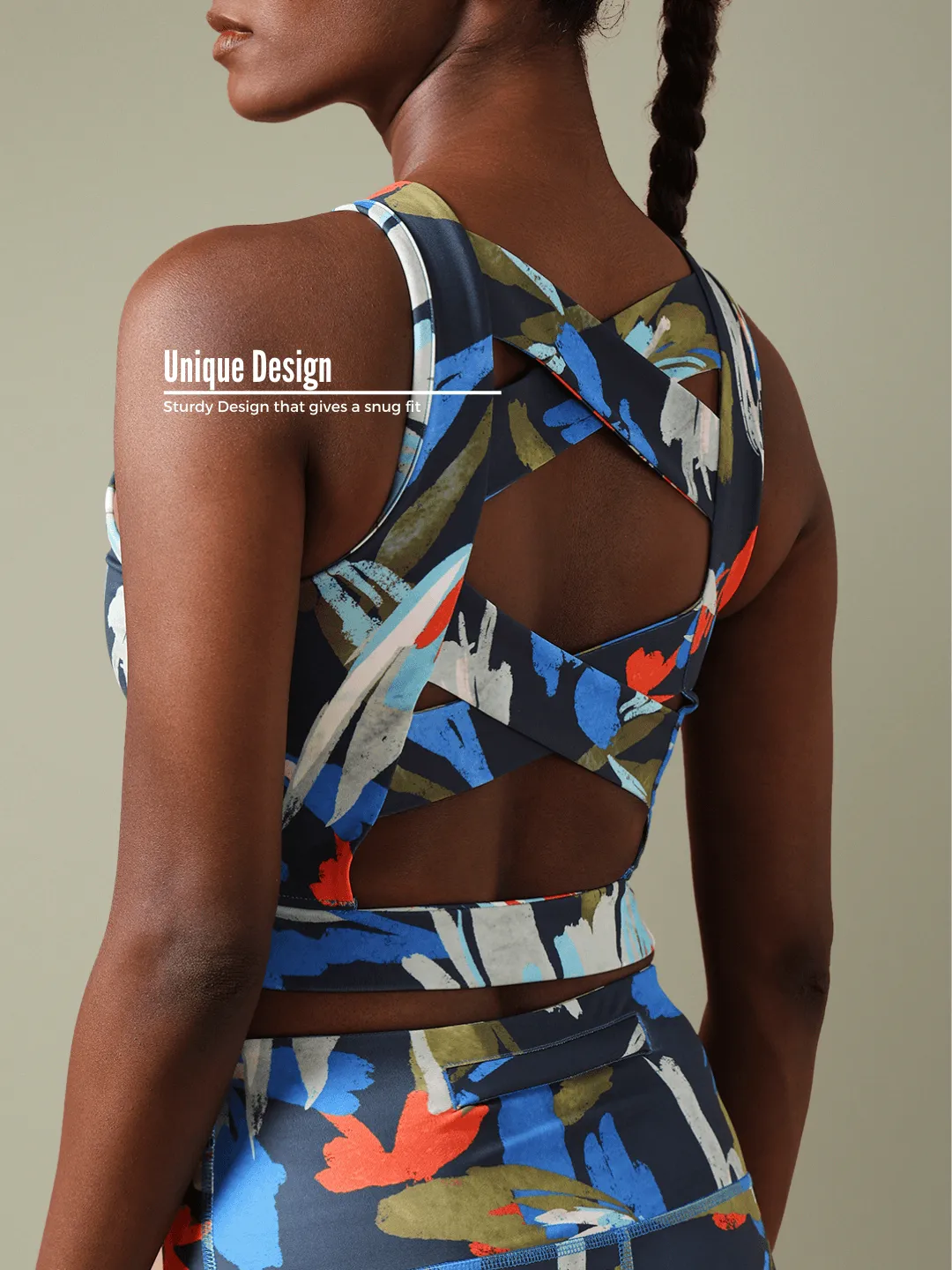 Padded Cross Back Euphora Print Crop Top