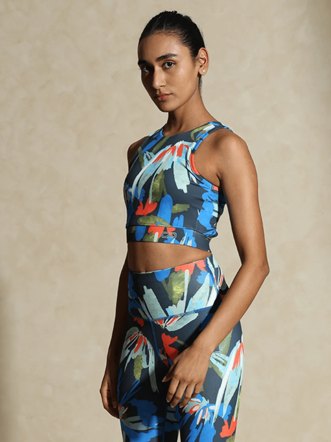 Padded Cross Back Euphora Print Crop Top