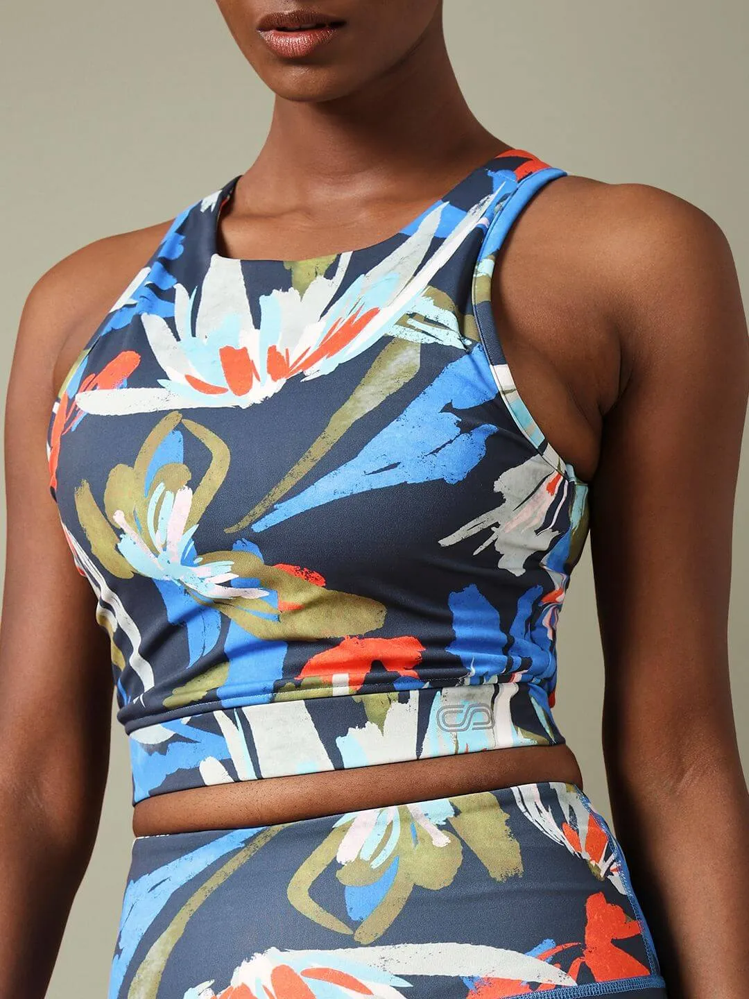 Padded Cross Back Euphora Print Crop Top