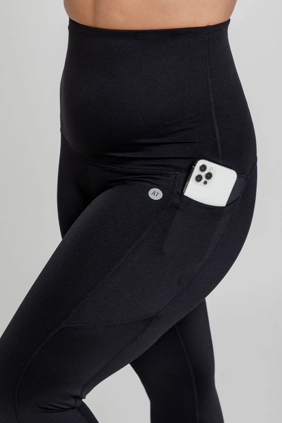 Postpartum Leggings With Pockets 7/8 Length - Black