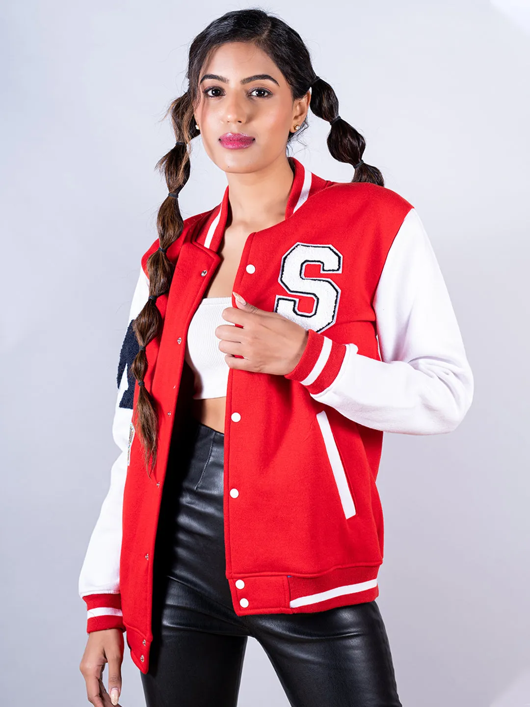 Red good vibes S Varsity Jacket