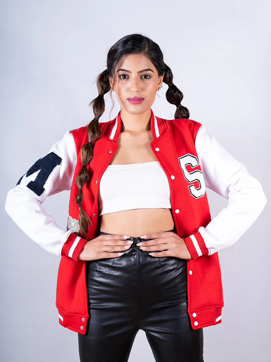 Red good vibes S Varsity Jacket