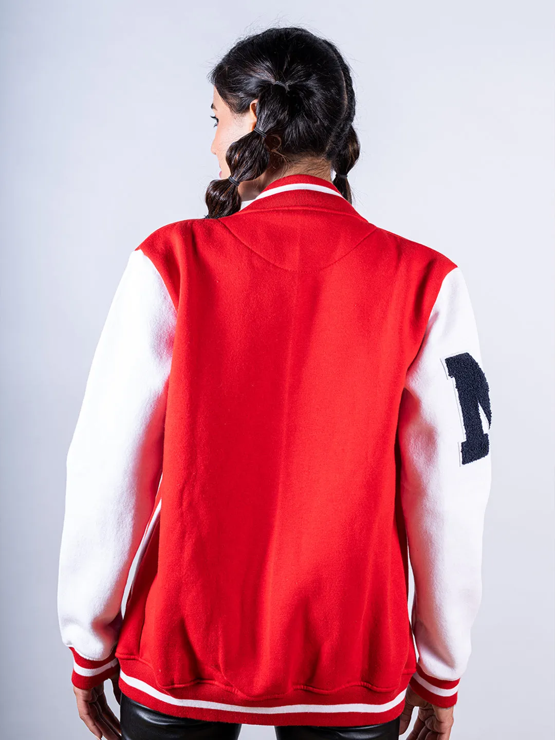 Red good vibes S Varsity Jacket