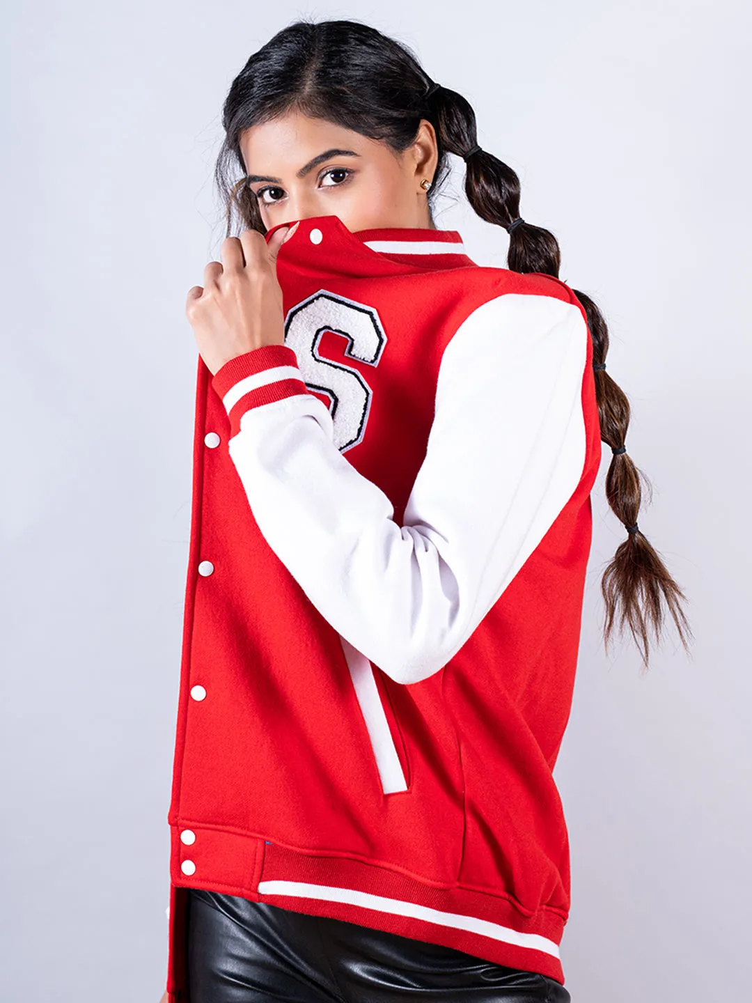 Red good vibes S Varsity Jacket