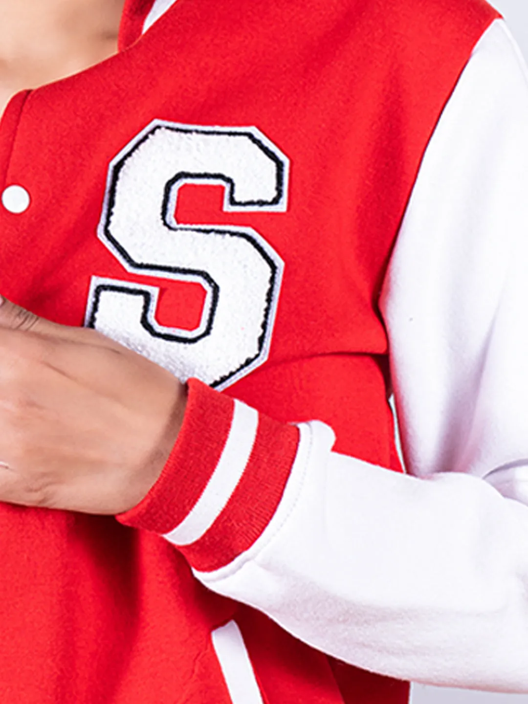 Red good vibes S Varsity Jacket