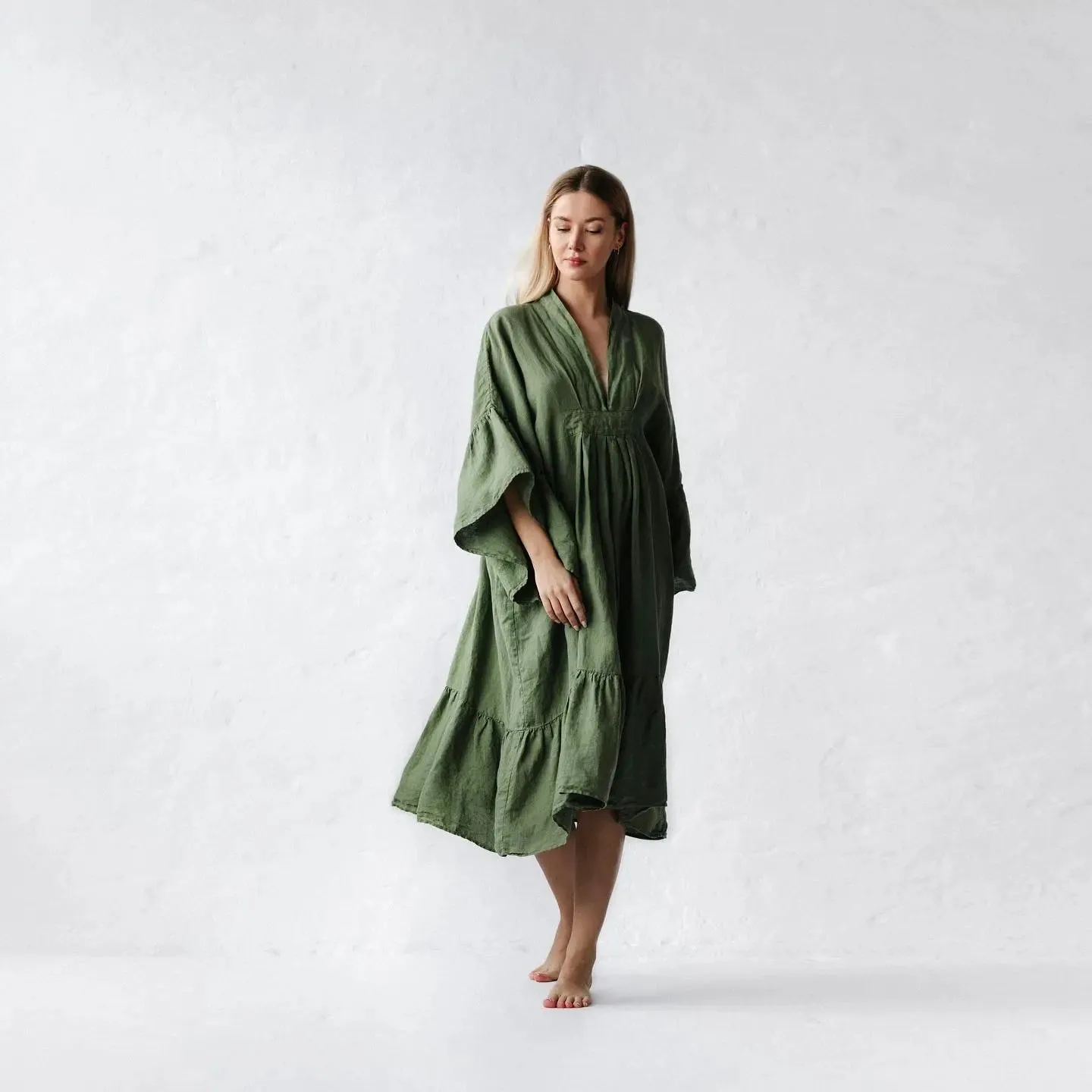 Sea Khaki Linen Dress by Seaside Tones