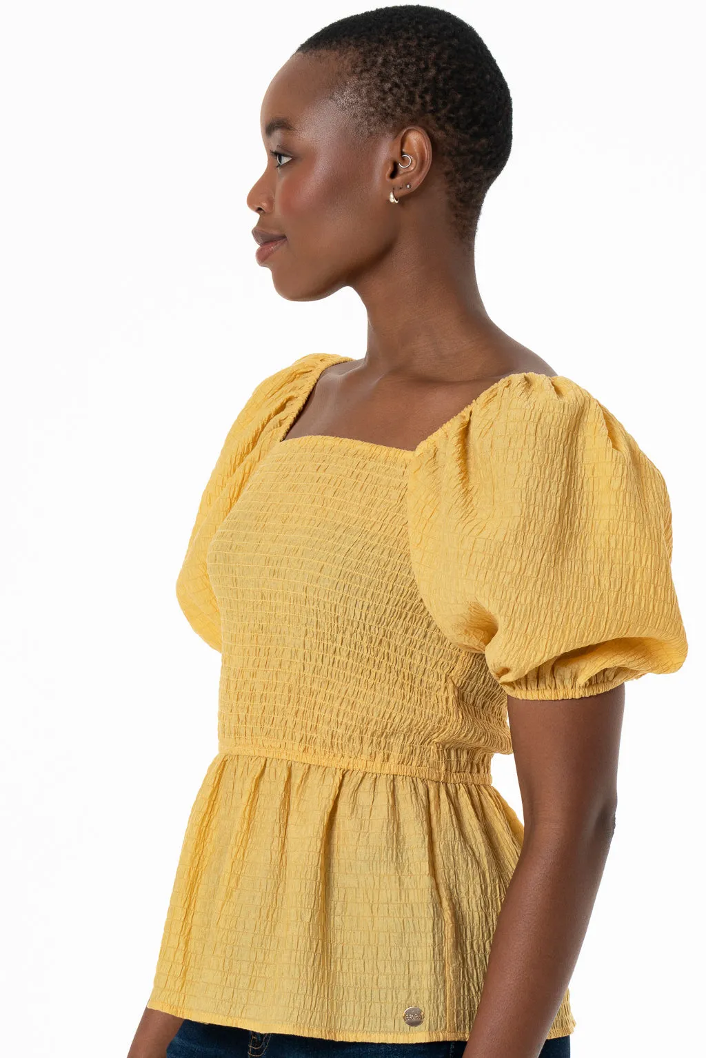 Shirred Top _ 143367 _ Yellow