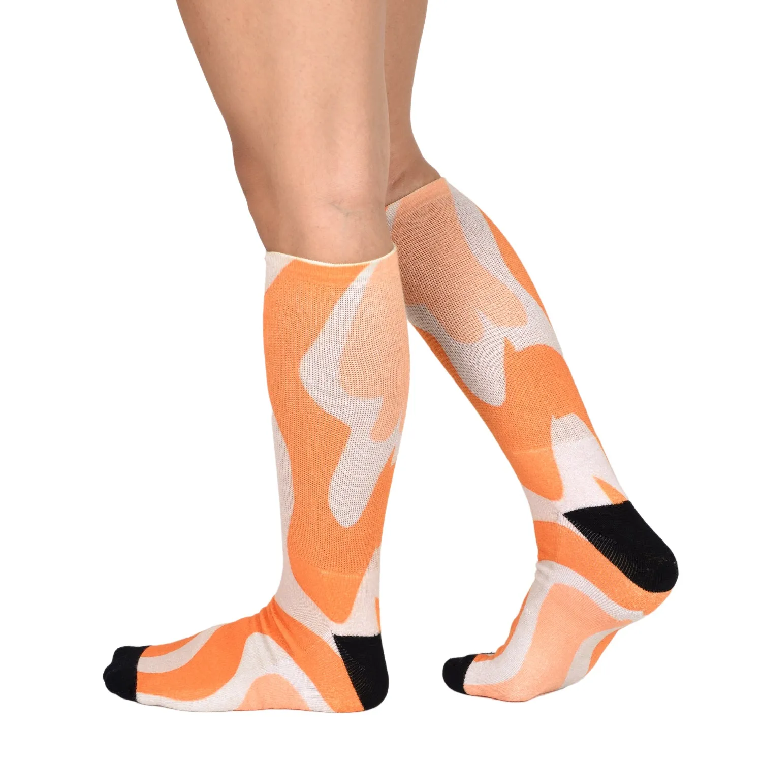 Sierra Socks Orange Creamsicle Pattern CoolMax Socks, Nature Collection for Men & Women Eco-Friendly Crew Socks