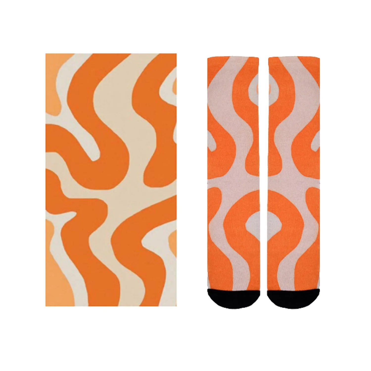 Sierra Socks Orange Creamsicle Pattern CoolMax Socks, Nature Collection for Men & Women Eco-Friendly Crew Socks