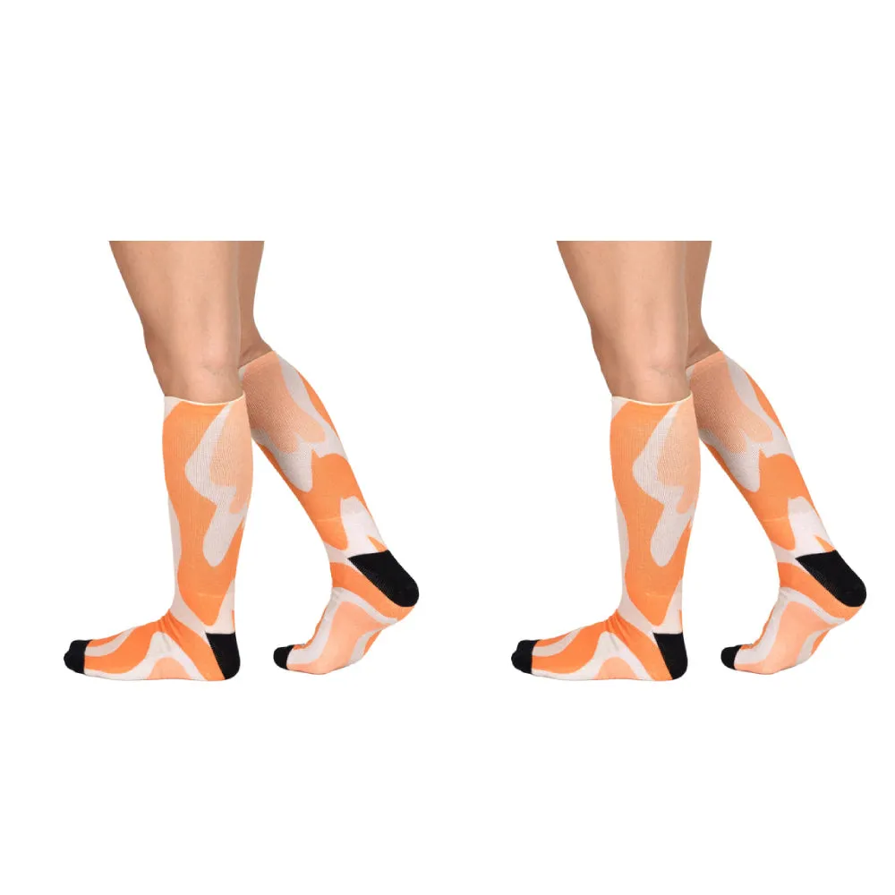 Sierra Socks Orange Creamsicle Pattern CoolMax Socks, Nature Collection for Men & Women Eco-Friendly Crew Socks