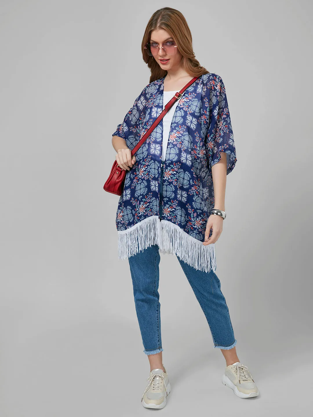 Style Quotient Women Blue Printed Shrug