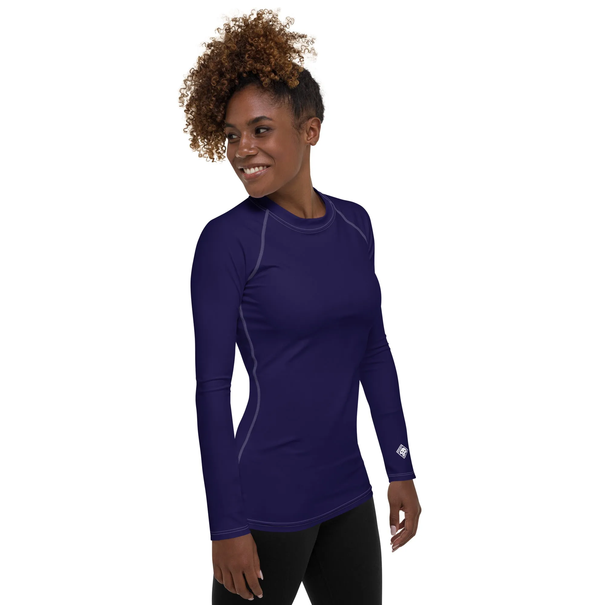 Timeless Style: Solid Color Rash Guard for Women - Midnight Blue