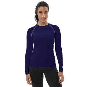 Timeless Style: Solid Color Rash Guard for Women - Midnight Blue