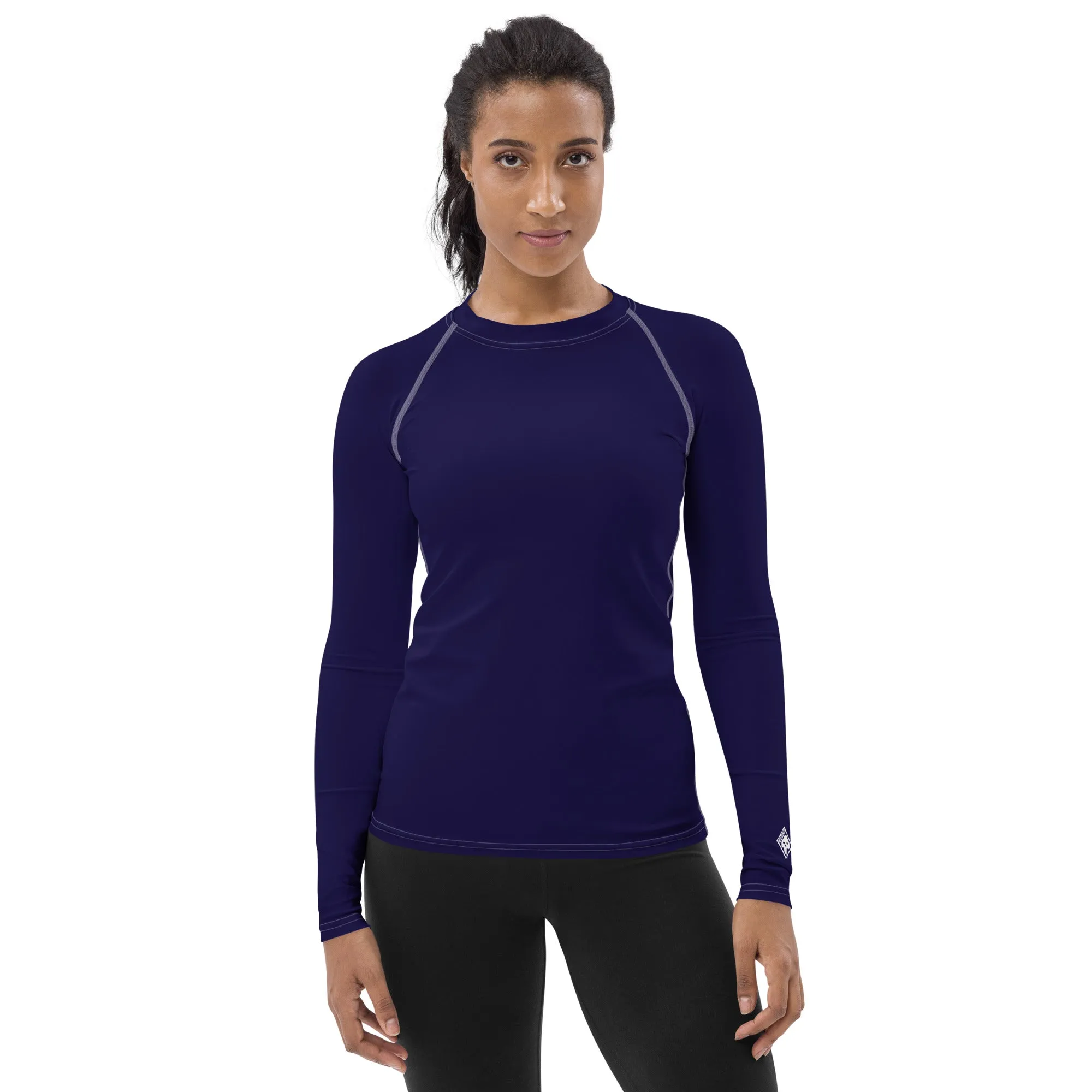 Timeless Style: Solid Color Rash Guard for Women - Midnight Blue