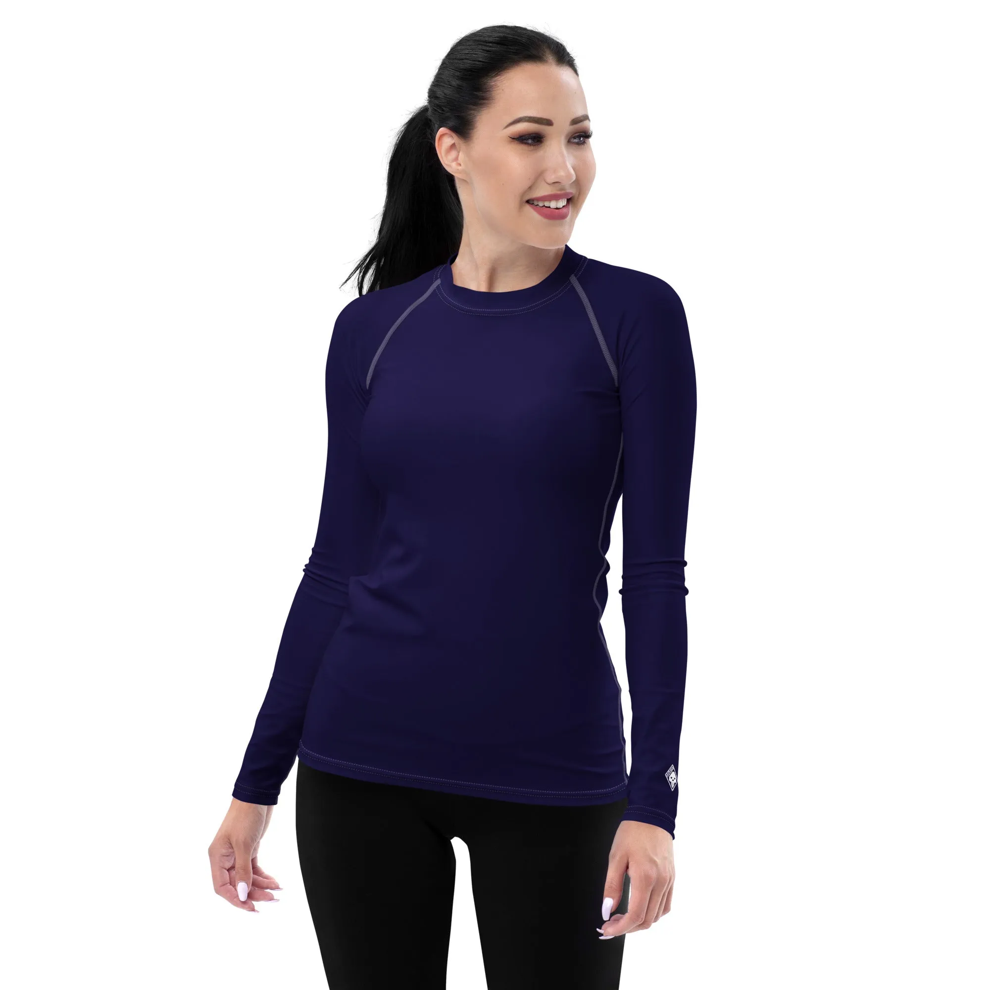 Timeless Style: Solid Color Rash Guard for Women - Midnight Blue