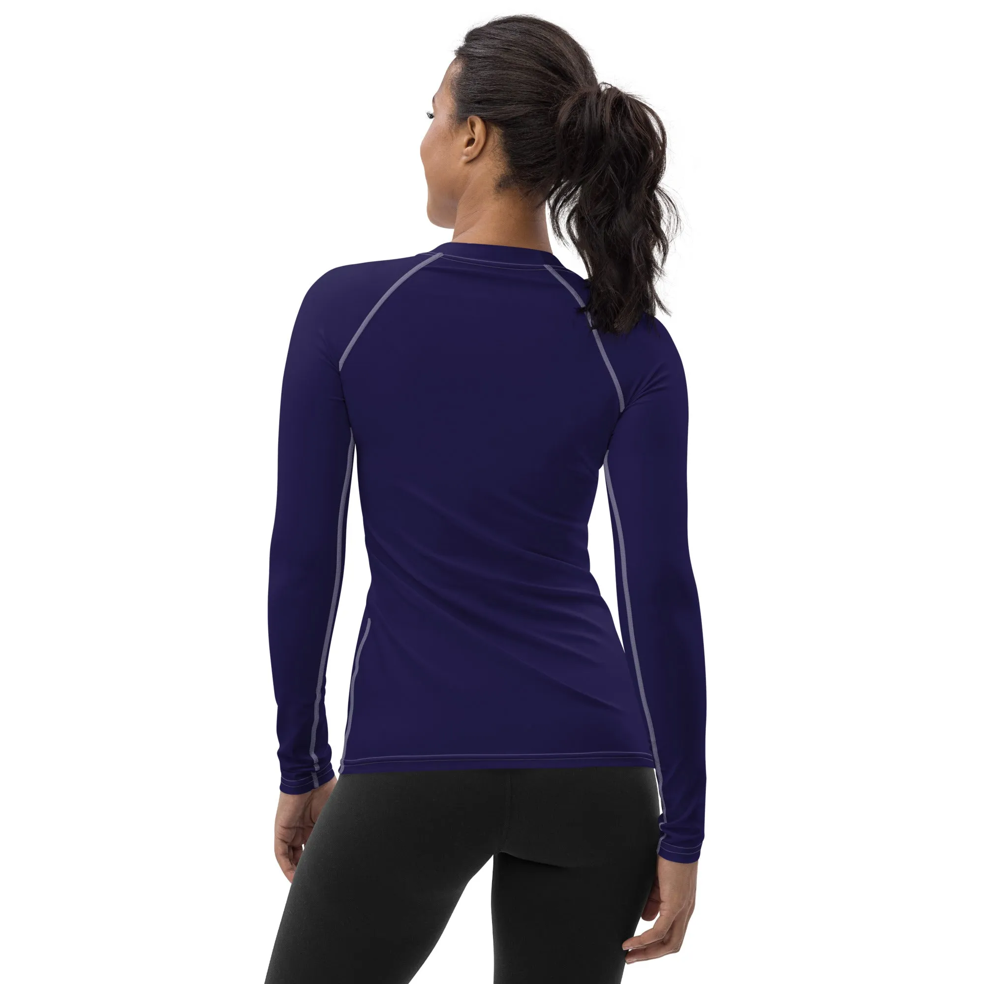 Timeless Style: Solid Color Rash Guard for Women - Midnight Blue